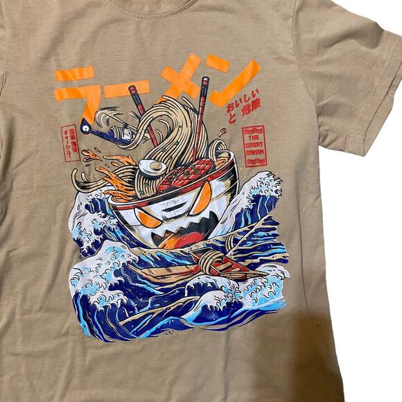 Rumwe The Great Ramen Graphic Short Sleeve T-shirt size Small Tan/Brown - Picture 4 of 8